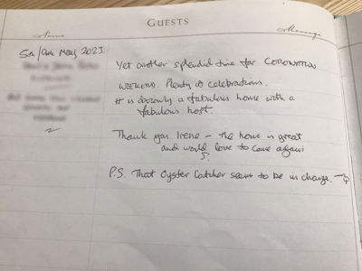 Valley Farm Walberswick Guest book entry by guests